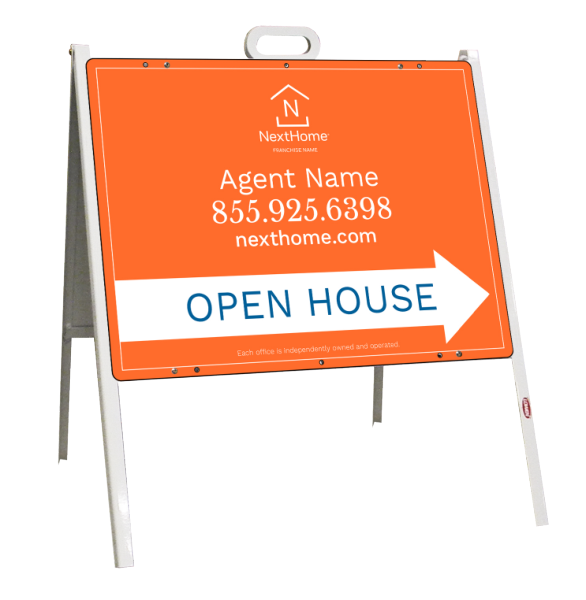A-Frame and Agent Open House Sign Panel Unit, 18h x 24w, Steel