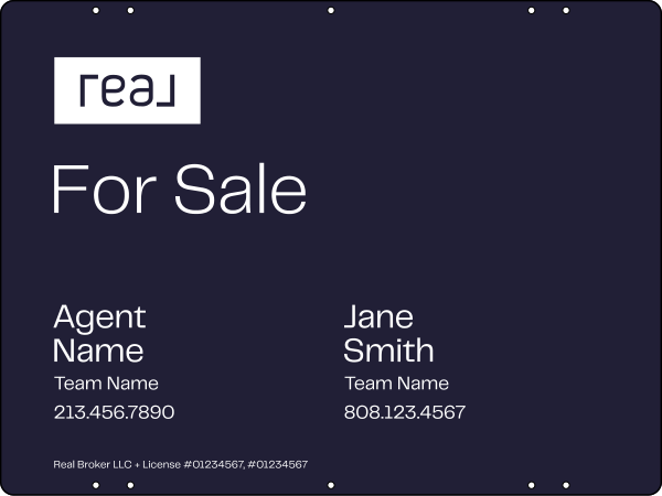 For Sale Agent Name Sign Panel, DF, 18h x 24w, 3mm Aluminum Composite