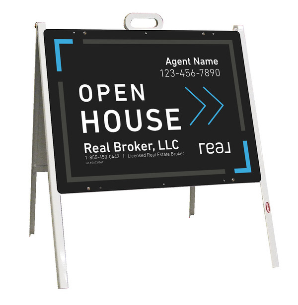A-Frame and Agent Open House Sign Panel Unit, 18h x 24w, Steel