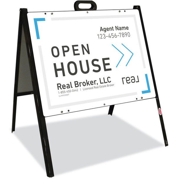 A-Frame and Agent Open House Sign Panel Unit, 18h x 24w, Steel