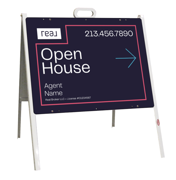 A-Frame and Agent Name Open House Sign Panel Unit, 18h x 24w, Steel