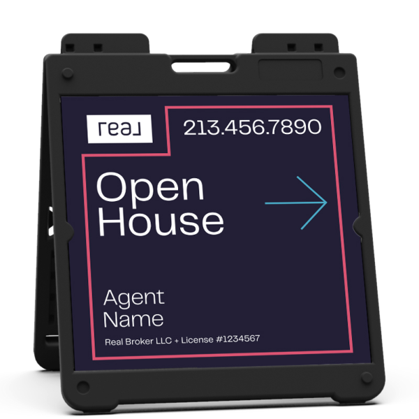 Heavy Duty Plastic A-Frame and Agent Name Open House Sign Panel Unit, 20h x 20w, Aluminum Composite