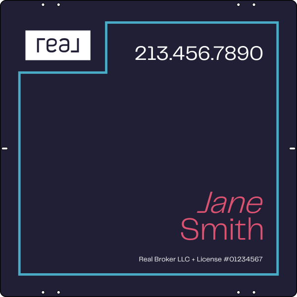 Agent Name Sign Panel, DF, 24h x 24w, 3mm Aluminum Composite