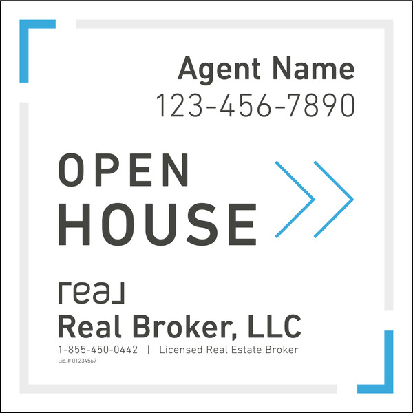 Directional Agent Open House Sign Panel, 24h x 24w, 4mm Corrugated