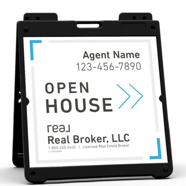 Heavy Duty Plastic A-Frame and Agent Open House Sign Panel Unit, 24h x 24w, Aluminum Composite