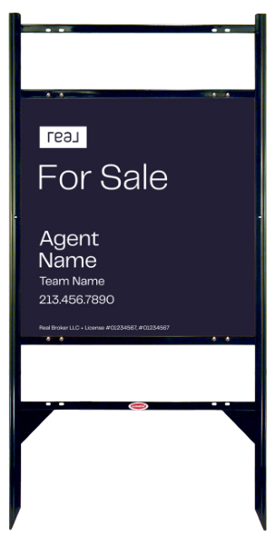 Angle Iron Frame with Two Rider Inserts and For Sale Agent Name Sign Panel Unit, 24h x 24w