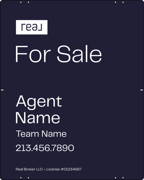 For Sale Agent Name Sign Panel, DF, 30h x 24w, 3mm Aluminum Composite