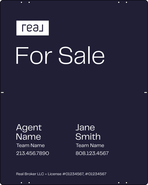 For Sale Agent Name Sign Panel, 30h x 24w, Steel