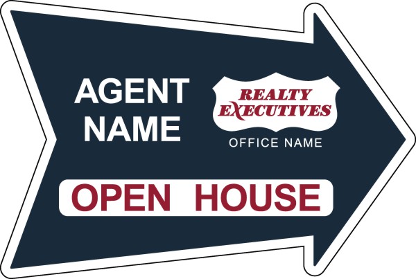 Real Estate Open House Arrow Panel, 4mm Corrugated Plastic 18h x 24w