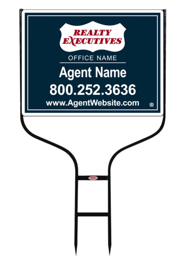 real estate round rod sign frame and sign panel unit, 24 GA steel 18h x 24w