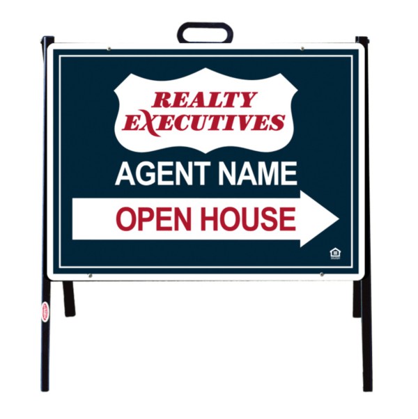 real estate open house A-frame sign and panel unit, 24 GA steel 18h x 24w