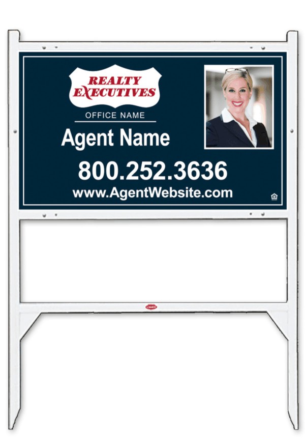 real estate angle iron sign frame and photo panel unit, 24 GA steel 18h x 30w - White