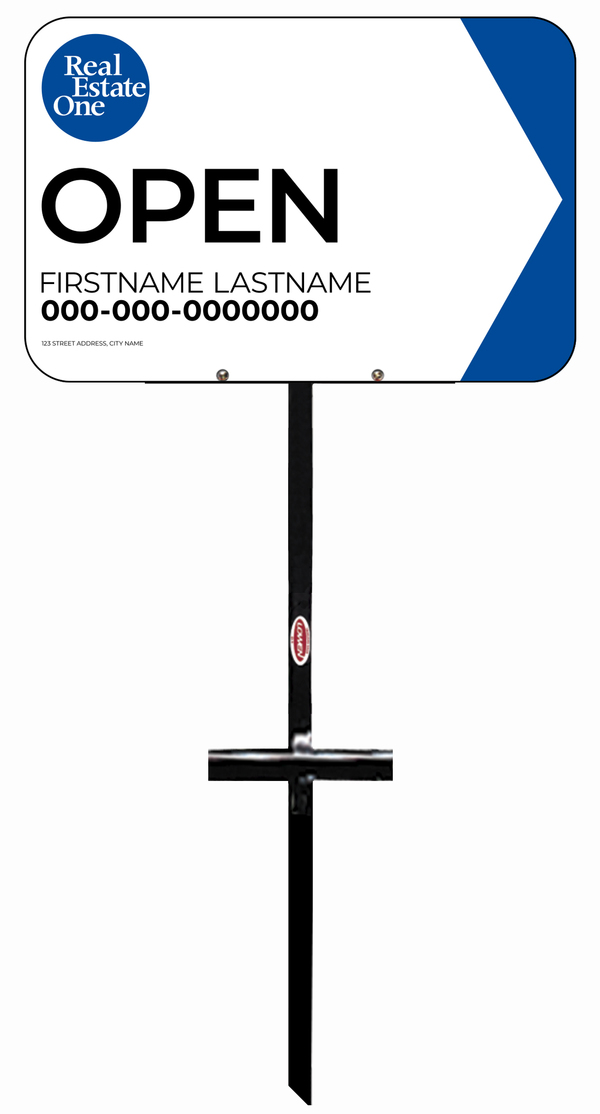 T-Stake and Agent Open Sign Panel Unit, 12h x 18w, 3MM Aluminum Composite
