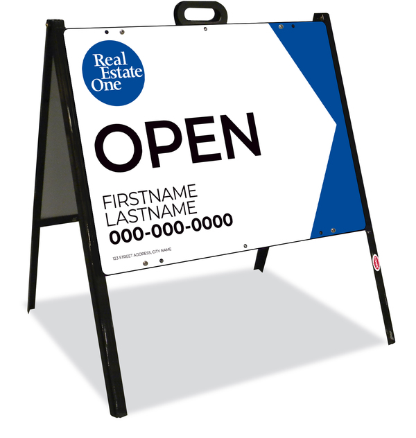 A-frame and Agent Open Sign Panel Unit, 18h x 24w, Steel