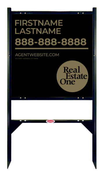 Angle Iron Frame w 1 Rider Inserts and Agent Name Sign Panel Unit, 24h x 24w, .040 Aluminum