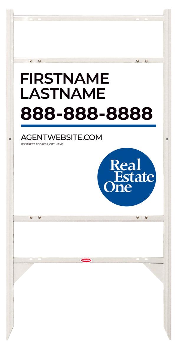 Angle Iron Frame w 2 Rider Inserts and Agent Name Sign Panel Unit, 24h x 24w, Steel