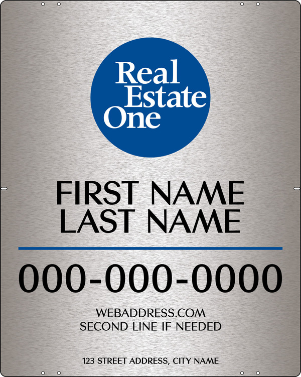 Agent Name Sign Panel, 30h x 24w, 3MM Brushed Aluminum Composite