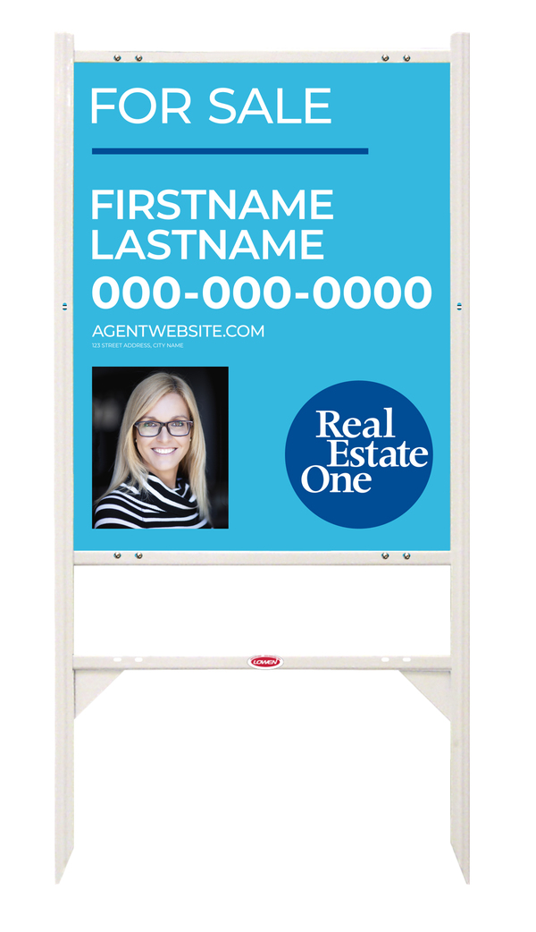 Angle Iron Frame w 1 Rider Inserts and Agent Photo Sign Panel Unit, 30h x 24w, .040 Aluminum