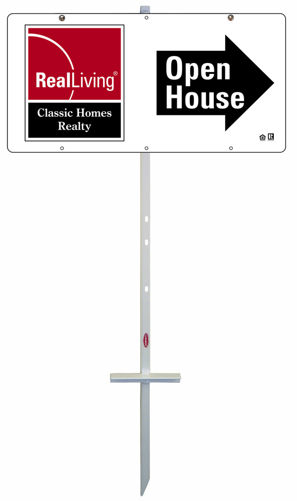 T-Stake and Enhanced logo agent open house sign unit, 24 GA steel 12h x 24w
