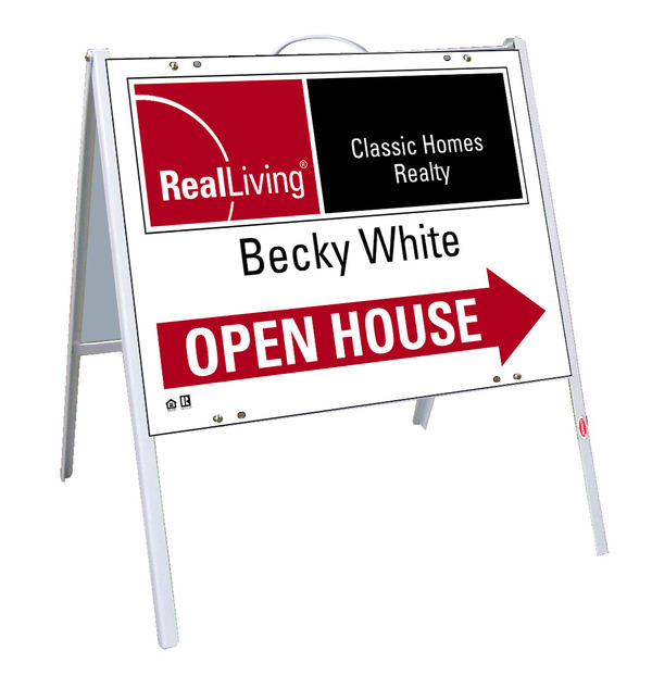 enhanced logo Angle Iron a-frame and Agent Open House sign panel unit,.050 polyethylene 18h x 24w