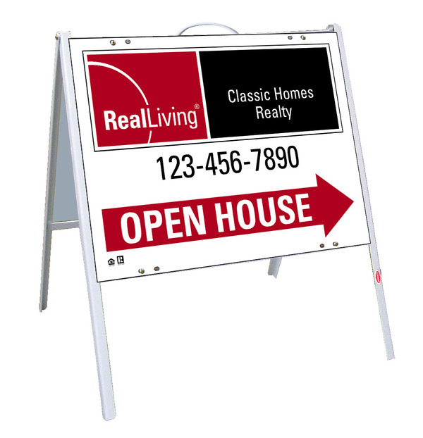 enhanced logo Angle Iron a-frame and open house sign panel unit,.050 polyethylene 18h x 24w