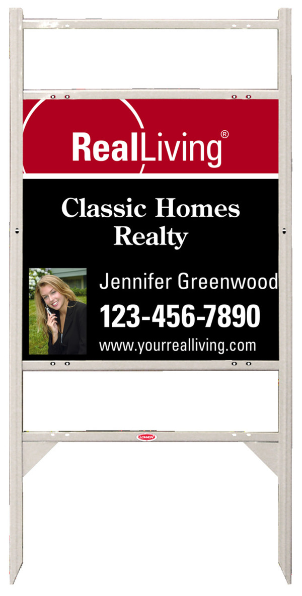 angle iron frame with two rider inserts and enhanced logo photo sign panel unit, 24 GA steel 24h x 24w