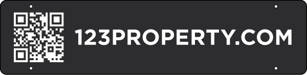 QR Codes w Property website Hanging Sign Rider, 6h x 24w, 3mm Aluminum Composite