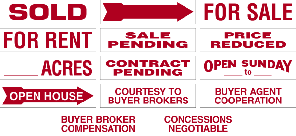 Real Estate Message Sign Rider, 4mm Corrugated Plastic 6h x 24w