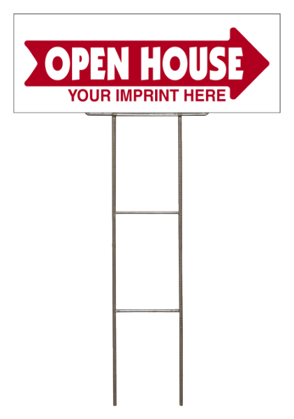 real estate open house wire h frame stake and panel unit, 4mm corrugated plastic 9h x 24w