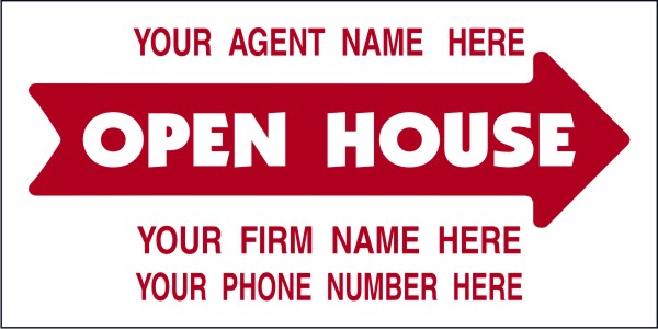 Real Estate Open House Sign Panel, 4mm Corrugated Plastic 12h x 24w