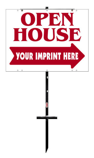 real estate open house t-stake frame and sign panel unit, 4mm corrugated plastic 18h x 24w
