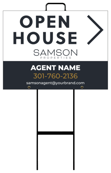 Round Rod Stake and Foldover Agent Open House Sign Panel Unit, 18h x 24w, 4mm Corrugated